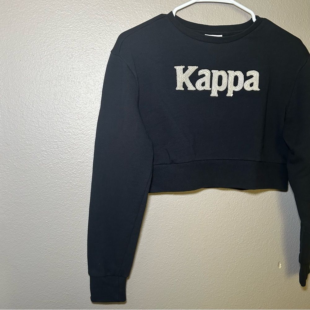 Kappa Authentic Gobret black sequins cropped pullover sweater women’s size small - Picture 4 of 10